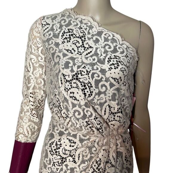 NWT MSGM One-Shoulder Lace Beige Dress (018) - Picture 2 of 16